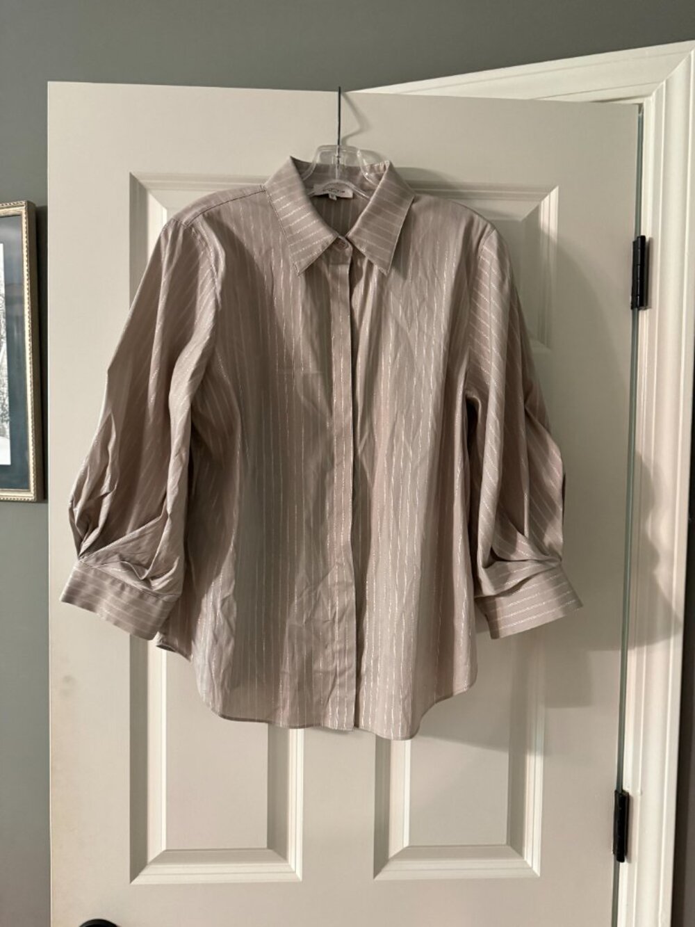 **Lafayette 148 Metallic Stripe Button-Down**